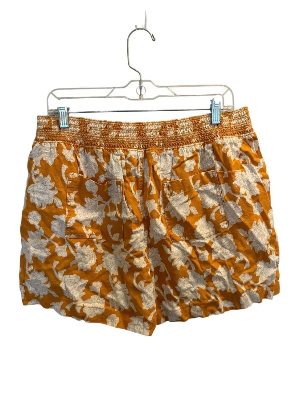 Briggs orange floral linen elastic waist shorts size XL new with tags!